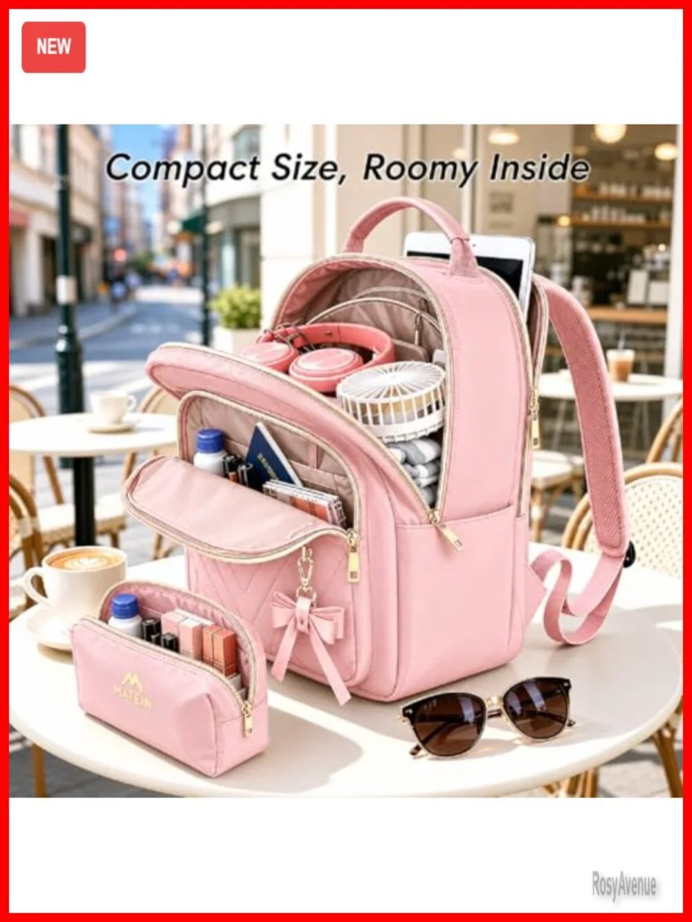 Mini Backpack for Women, Cute Daypack with Detachable Bowknot, Waterproof Nylon